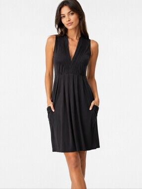 Calvin‎ Klein V Neck Black Drape Dress 6